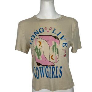 Philcos Long Live Cowgirls Graphic Tee Shirt L Cream Western NEW